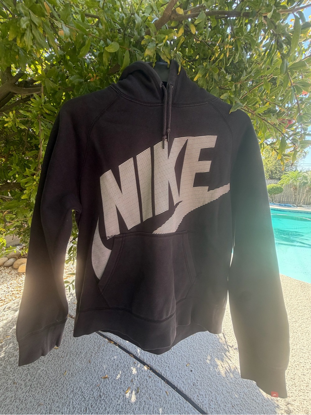Nike Black Zip-Up Style Hoodie with White Logo size L gently used used used